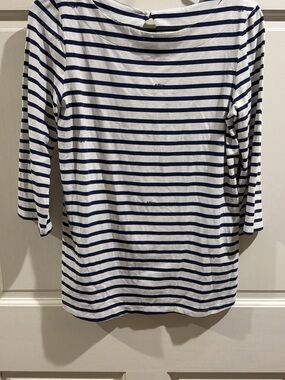 Lilly Pulitzer Navy and White Striped Long Sleeve Boatneck Top Size small